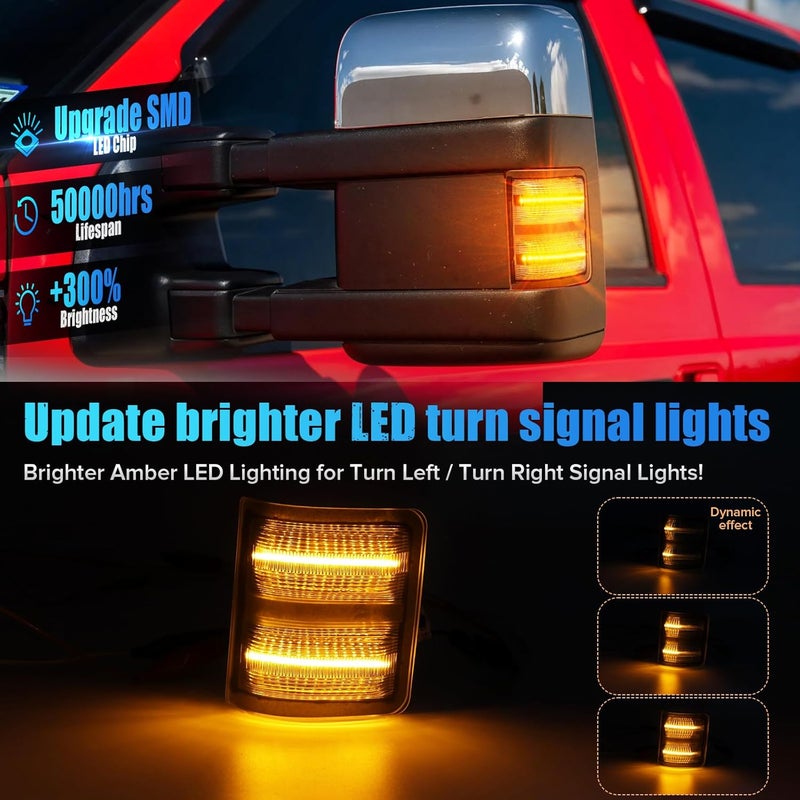 LUDARM LED Tow Mirror Turn Signal Light Compatible with 2008-2016 F250 F350 F450 F550 super duty 2013-2014 F150 Switchback Dynamic Amber Turn Blinker White Driving Parking Light 2PCS Clear Lens - Image 2